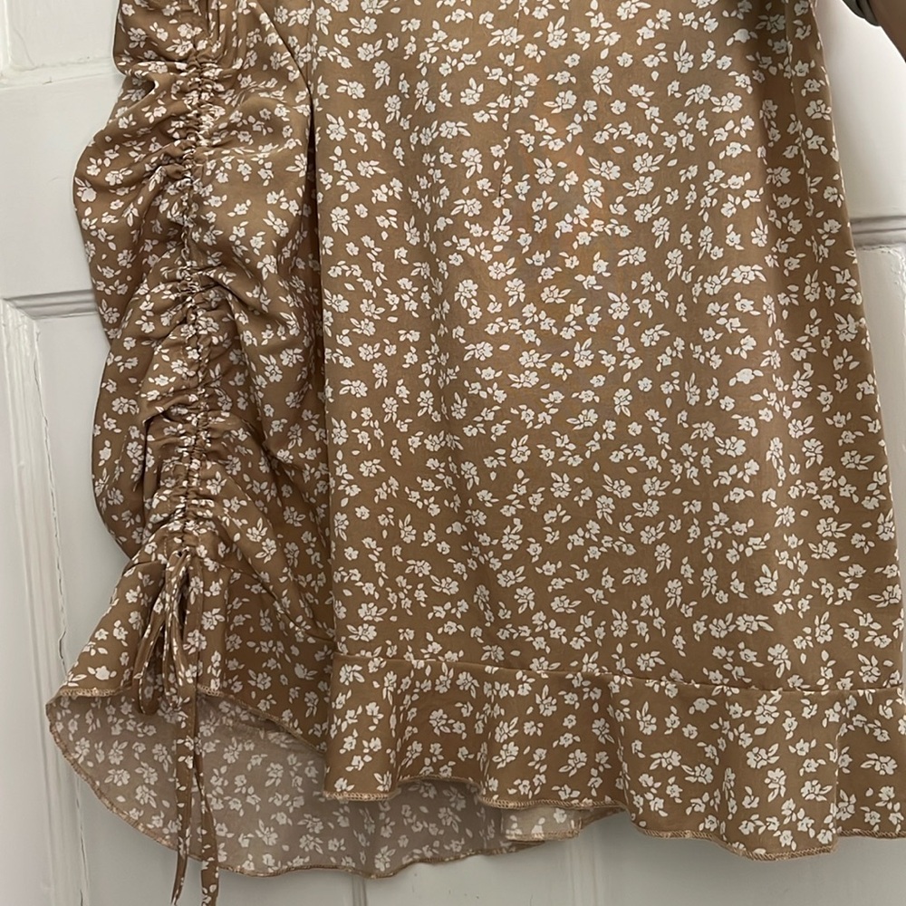 Tan with white flowers skirt